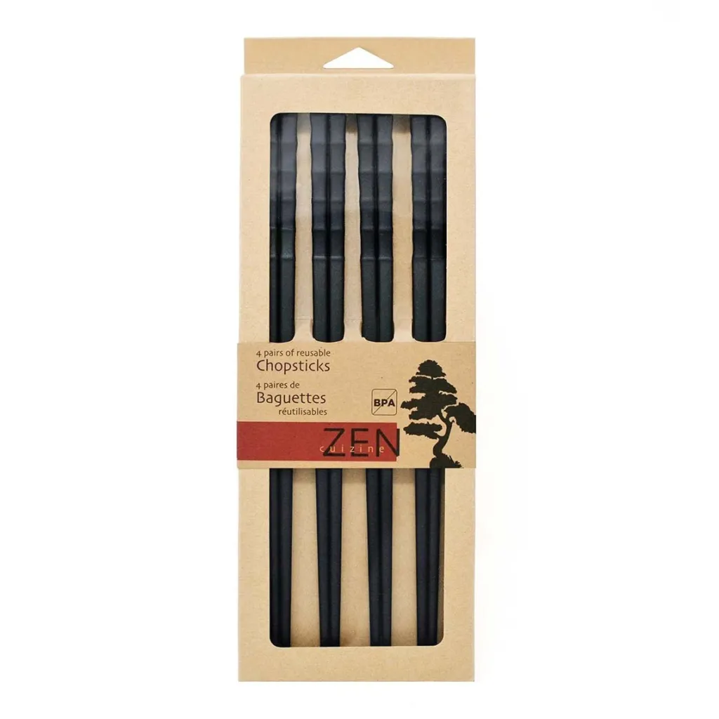Ricardo Cuisine Tongs, Brushed And Whisks-Reusable Chopsticks, Set of 4 Pairs